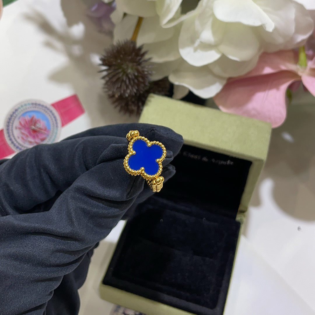[Opulent Aurora]CLOVER RIVERSIBLE BLUE AGATE RING