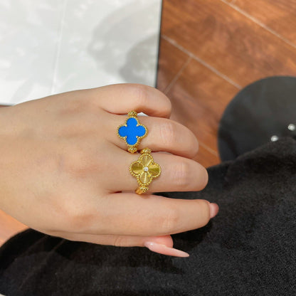 [Opulent Aurora]CLOVER RIVERSIBLE BLUE AGATE RING