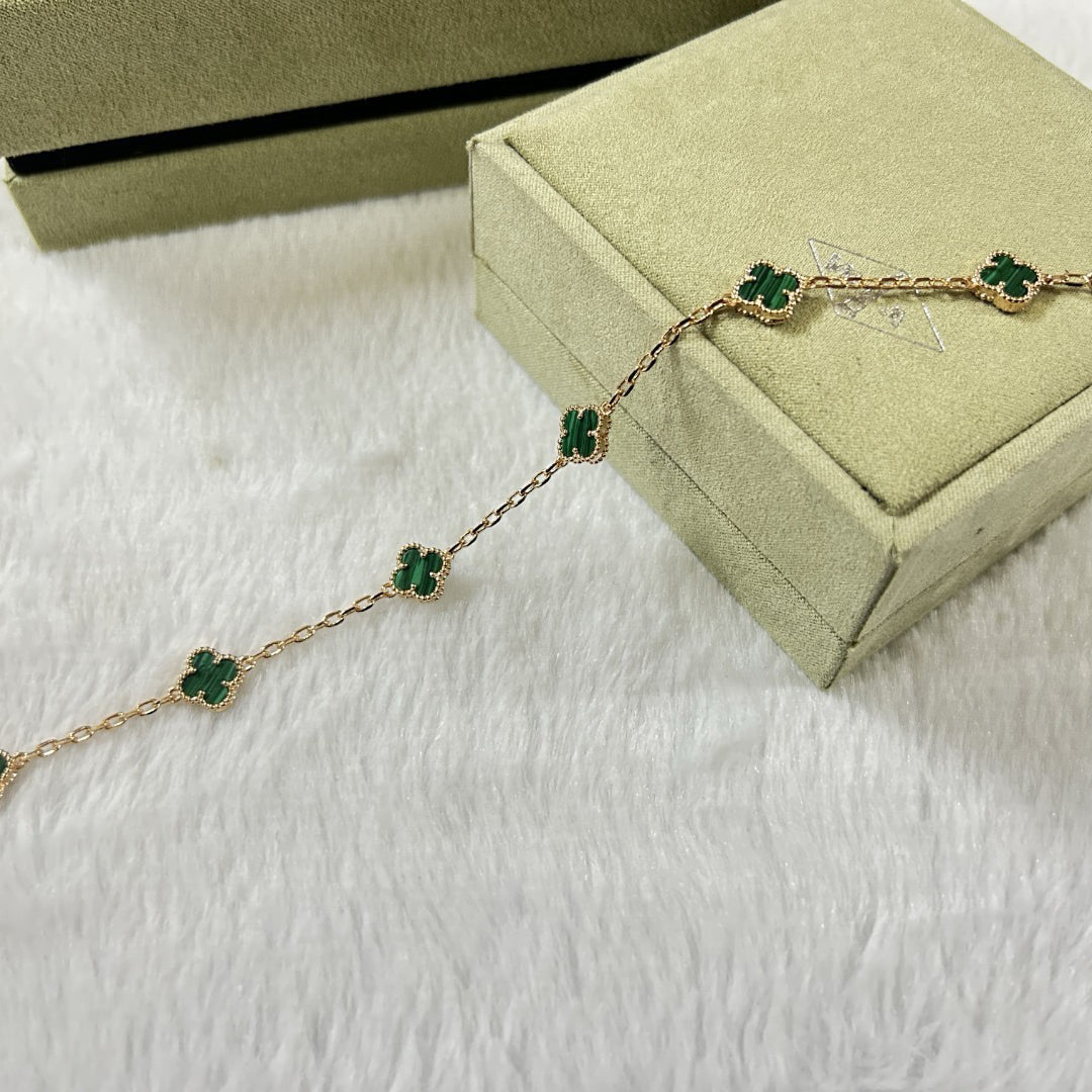 [Opulent Aurora]CLOVER 6 MOTIF MALACHITE BRACELET