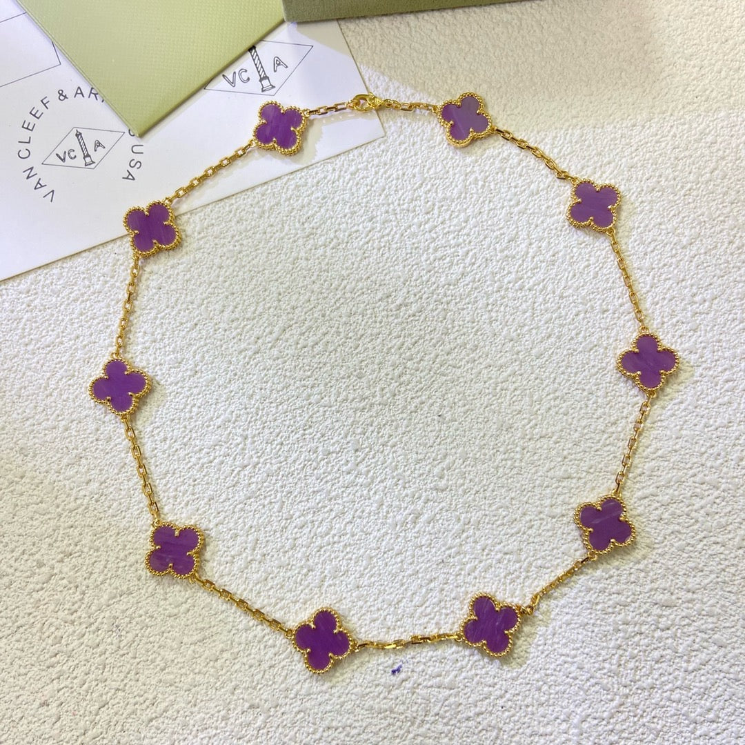 [Opulent Aurora]CLOVER 10 MOTIFS  PURPLE VIOLET  NECKLACE