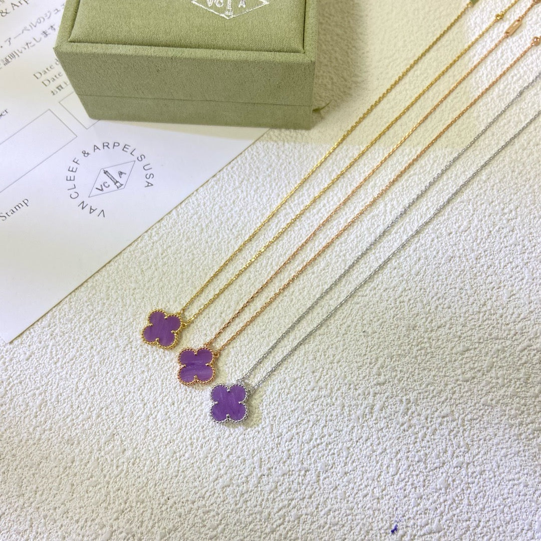 [Opulent Aurora]CLOVER 15MM  PURPLE VIOLET NECKLACE