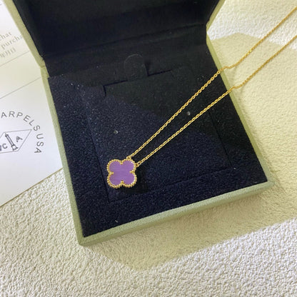 [Opulent Aurora]CLOVER 15MM  PURPLE VIOLET NECKLACE