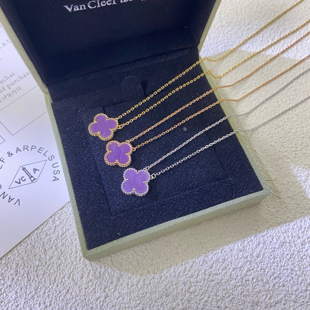 [Opulent Aurora]CLOVER 15MM  PURPLE VIOLET NECKLACE