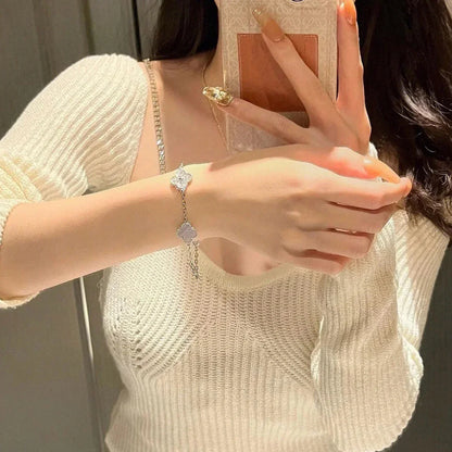 [Amore Jewelry] CLOVER 5 MOTIF PURPLE CHALCEDONY BRACELET COLLECTION