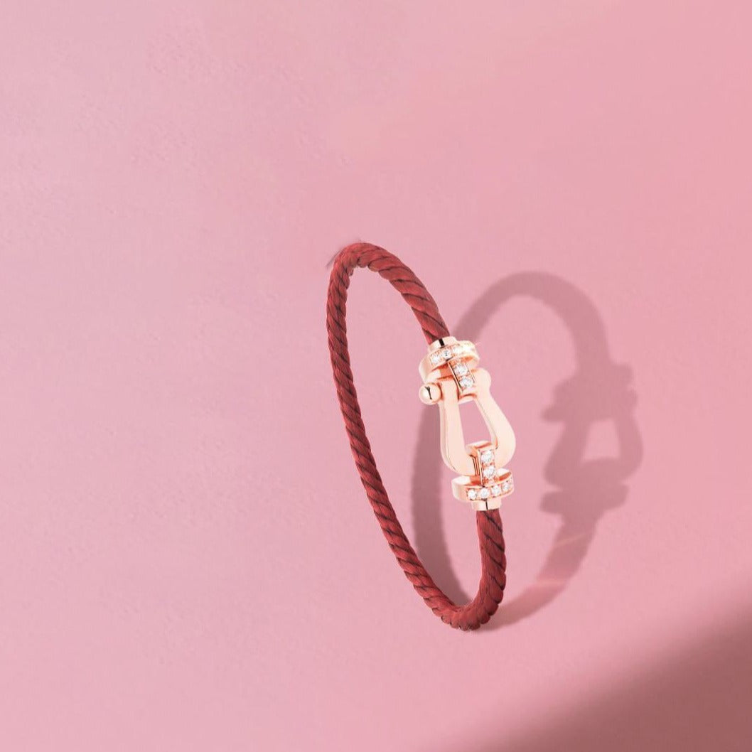 [Amore Jewelry]FORCE 10 HALF DIAMOND PINK GOLD RED CORDERI LARGE AND MEDIUM MODEL