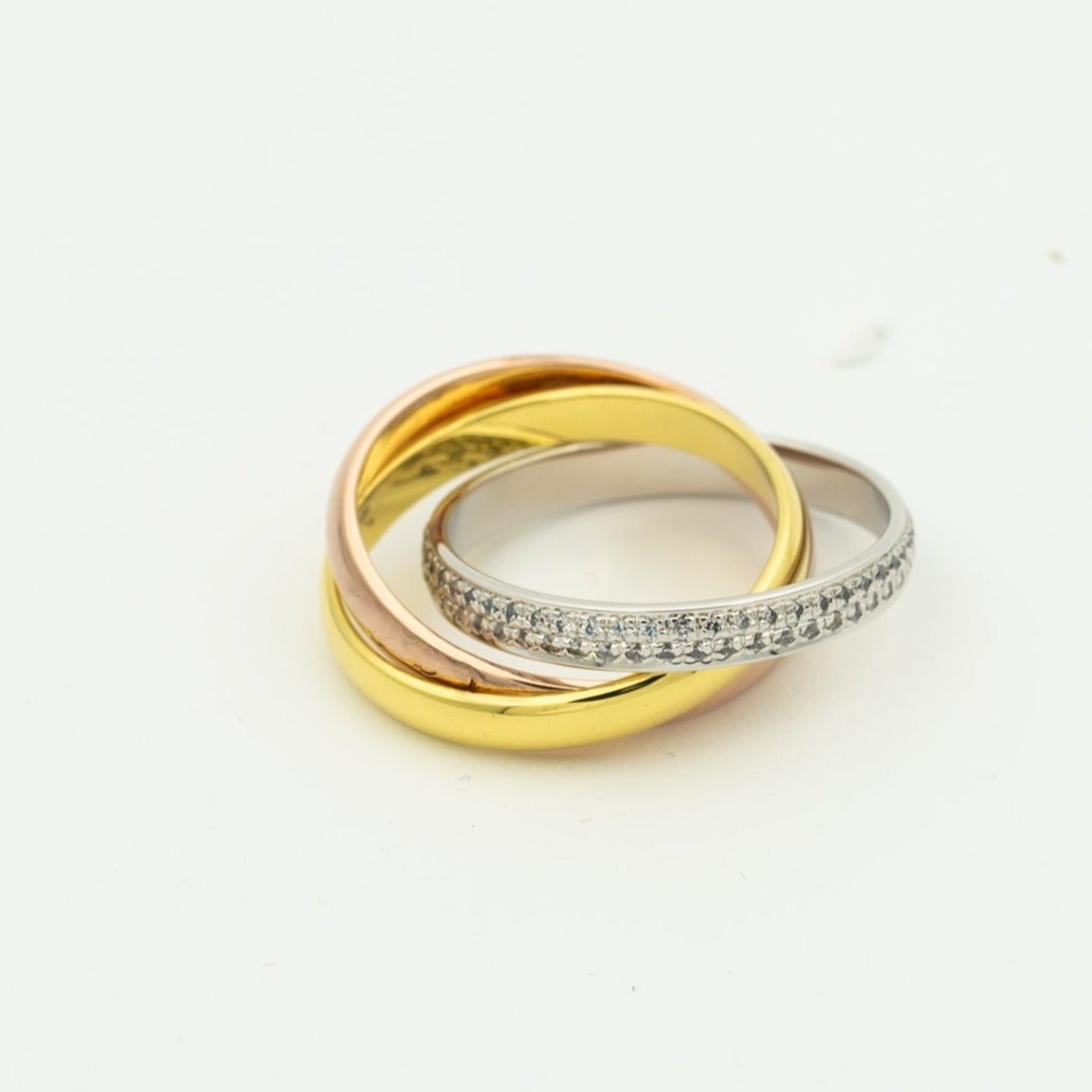 [Opulent Aurora]TRINITY RING GOLD PINK GOLD SILVER DIAMONDS