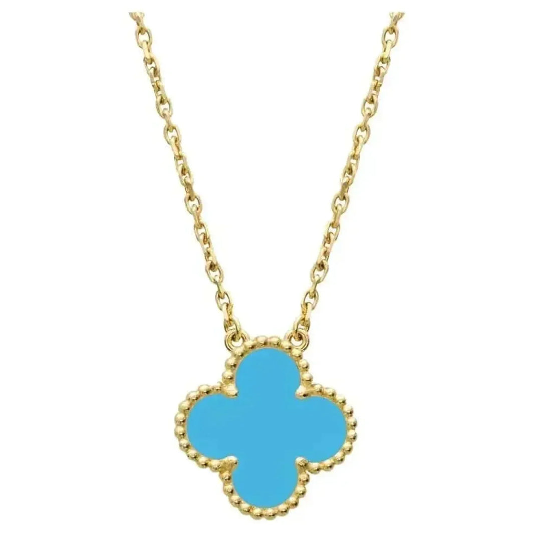 [Amore Jewelry]CLOVER 15MM VINTAGE TURQUOISE NECKLACE