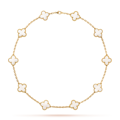 [Amore Jewelry]CLOVER 10 MOTIFS WHITE MOTHER OF PEARL NECKLACE