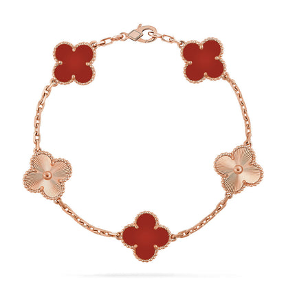 [Amore Jewelry] CLOVER 5 MOTIF RED CORNELIAN BRACELET COLLECTION