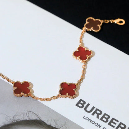 [Amore Jewelry] CLOVER 5 MOTIF RED CORNELIAN BRACELET COLLECTION