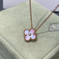 [Amore Jewelry]CLOVER 15MM DIAMOND PINK MOP NECKLACE