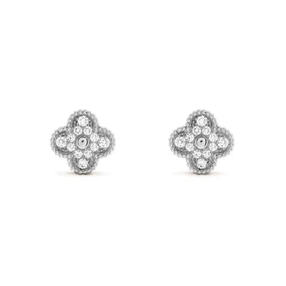 [Opulent Aurora]CLOVER 1 MOTIFS DIAMOND STUD EARRINGS SILVER