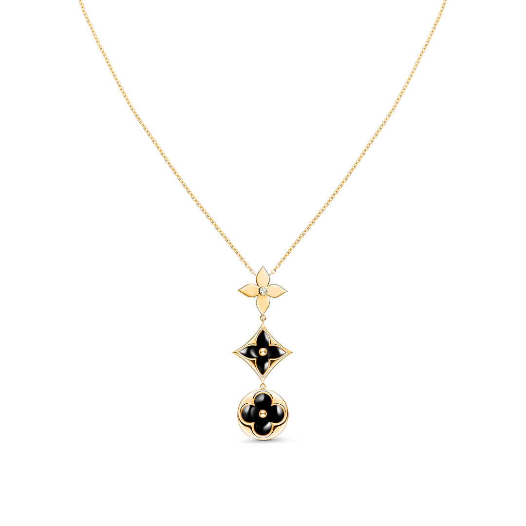 [Opulent Aurora]STAR AND SUN ONYX PINK GOLD NECKLACE