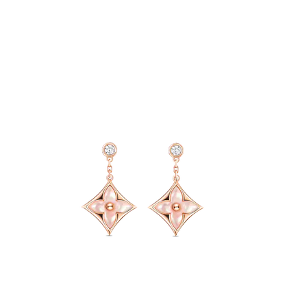 [Opulent Aurora]DOUBLE STAR PINK GOLD MOP DROP EARRINGS