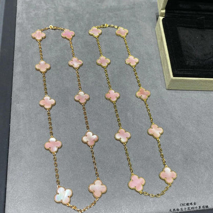 [Amore Jewelry]CLOVER 10 MOTIFS PINK MOP NECKLACE