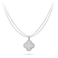 [Amore Jewelry]CLOVER 25MM SILVER FULL DIAMOND BIG CLOVER NECKLACE
