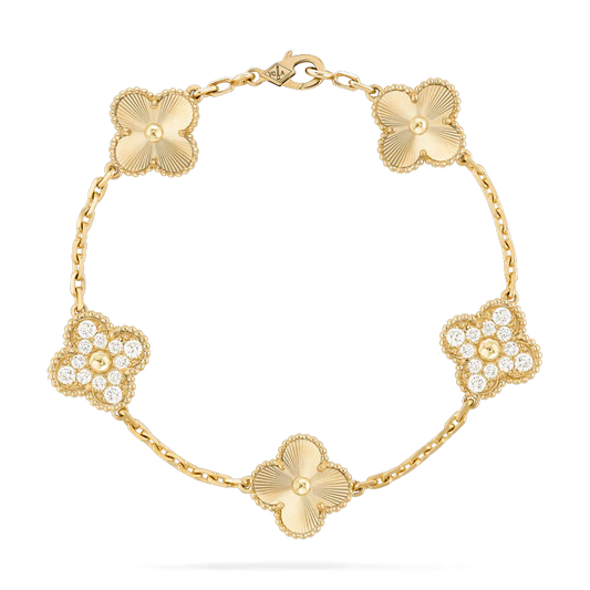 [Opulent Aurora]CLOVER BRACELET 5 MOTIFS GOLD DIAMOND